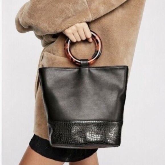 Free People Black Crossbody Bag with Tortoiseshell Ring - Picture 2 of 8